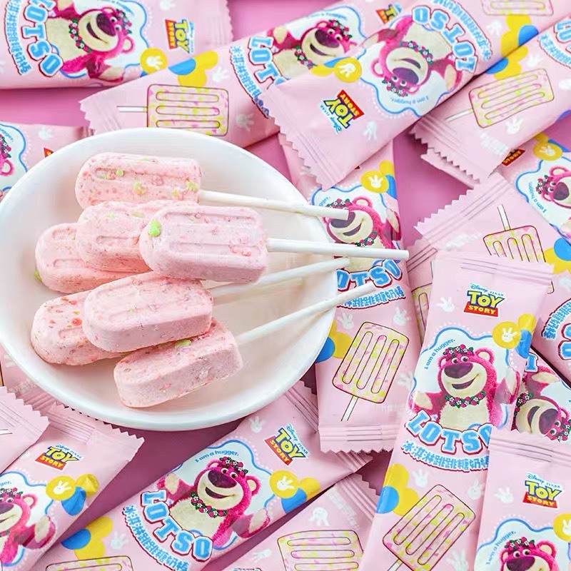 Kẹo Mút Sữa Bò Gấu Dâu Lotso Vị Dâu Tây Mix Kẹo Nổ 2in1 Popping Candy - Ăn Vặt 492