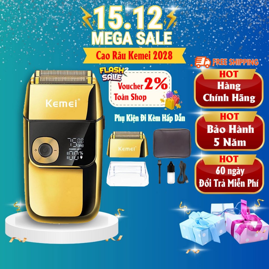 Cạo Râu Kemei KM 2028, Máy Cạo Râu mini cao cấp chống nước đa chức năng,Bảo Hành 5 Năm