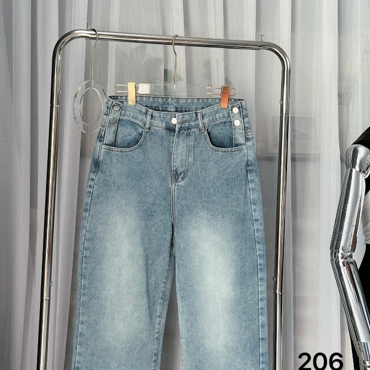 Quần jean suông bigsize nút jean lưng đôi QJ053 dành cho nàng béo từ 55-90kg