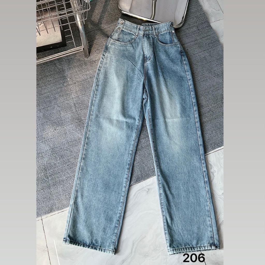 Quần jean suông bigsize nút jean lưng đôi QJ053 dành cho nàng béo từ 55-90kg
