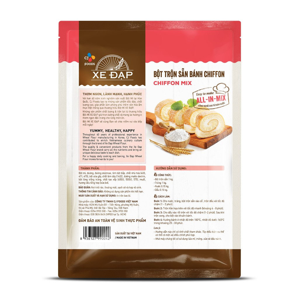 Bột trộn sẵn bánh bông lan Chiffon CJ Xe Đạp