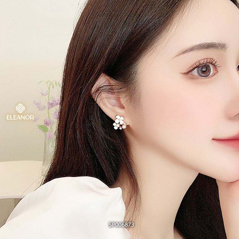 Bông tai nữ chuôi bạc 925 Eleanor Accessories hình hoa ngọc trai nhân tạo phụ kiện trang sức 6873