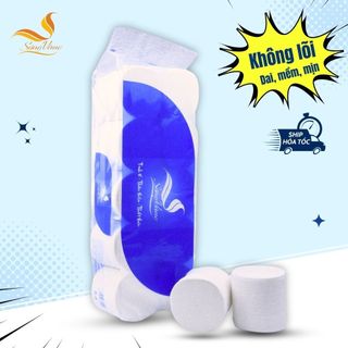 Giấy vệ sinh cao cấp SÓNG VÀNG cuộn nhỏ 3 lớp không lõi/ có lõi 10 cuộn