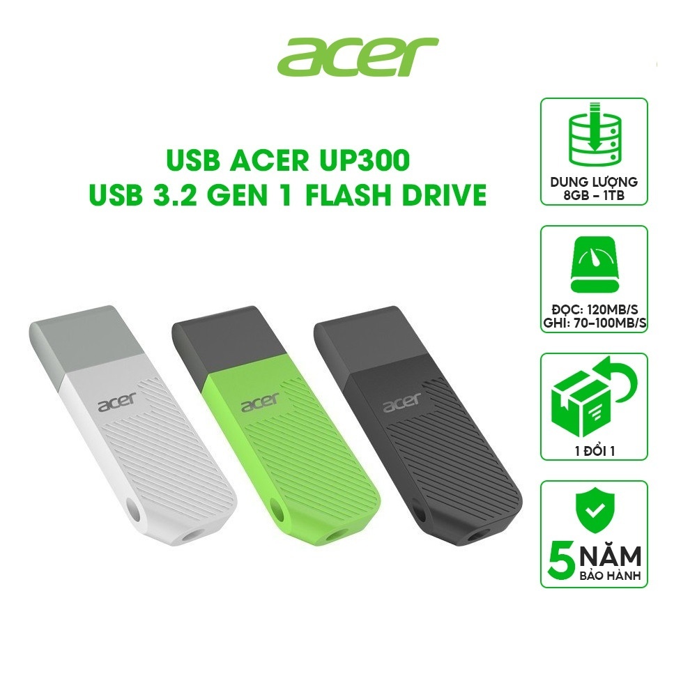 [Mã BMLTB35 giảm đến 35K đơn 99K] USB 3.2 Acer UP300 Gen 1 tốc độ 120MB/s - Bảo hành 5 năm | BigBuy360 - bigbuy360.vn