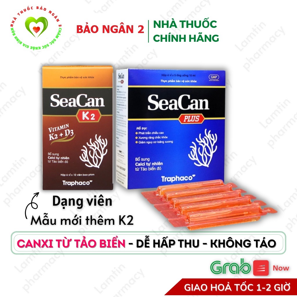 Seacan K2, Bổ sung canxi từ tảo biển giảm loãng xương tăng chiều chắc răng dạng viên Chính Hãng trap