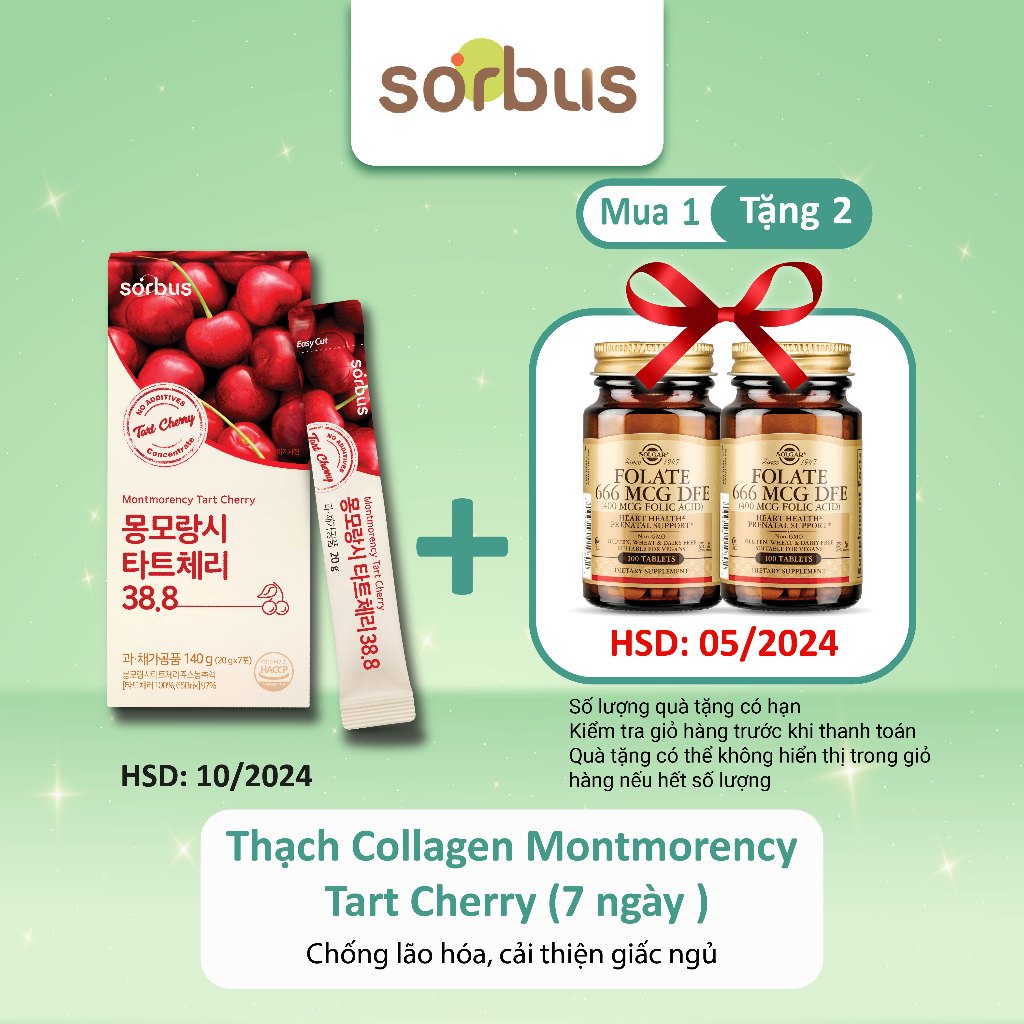 Thạch Collagen SORBUS Montmorency Tart Cherry 38.8 560g