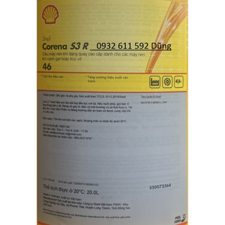Dầu máy nén khí trục vít shell corena s3 r46