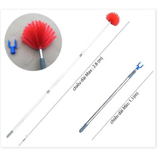 Cây lau nhà - chổi quét trần, chổi quét mạng nhện bằng inox 2 chức năng