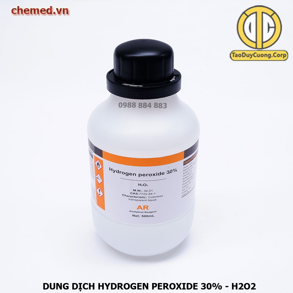 Dung dịch H2O2, Hydrogen peroxide, oxy già 30% và 50% dùng trong y tế, thí nghiệm