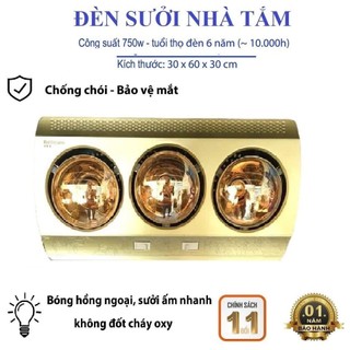 Đèn Sưởi Nhà Tắm Cao Cấp-Máy Sưởi Đui Sứ 2 Bóng,3 Bóng An Toàn,Chống Cháy Nổ,Tiết Kiệm Điện