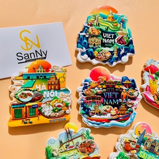Magnet quà lưu niệm Việt Nam chủ đề món ăn, địa danh tổng hợp