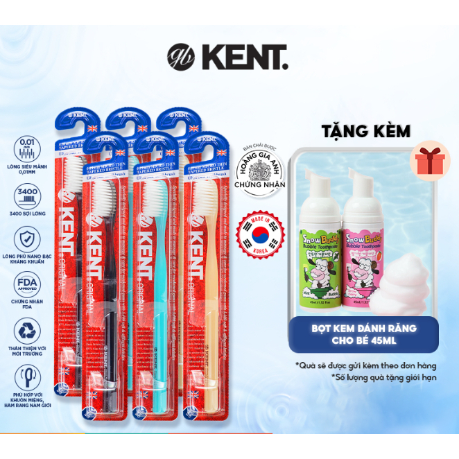 Bộ 6 bàn chải massage nướu siêu mềm Kent - UK dành cho nam