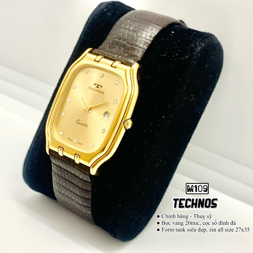 Đồng hồ nam/nữ hiệu TECHNOS bọc vàng 18K - Chính hãng Thuỵ Sỹ [2ND]