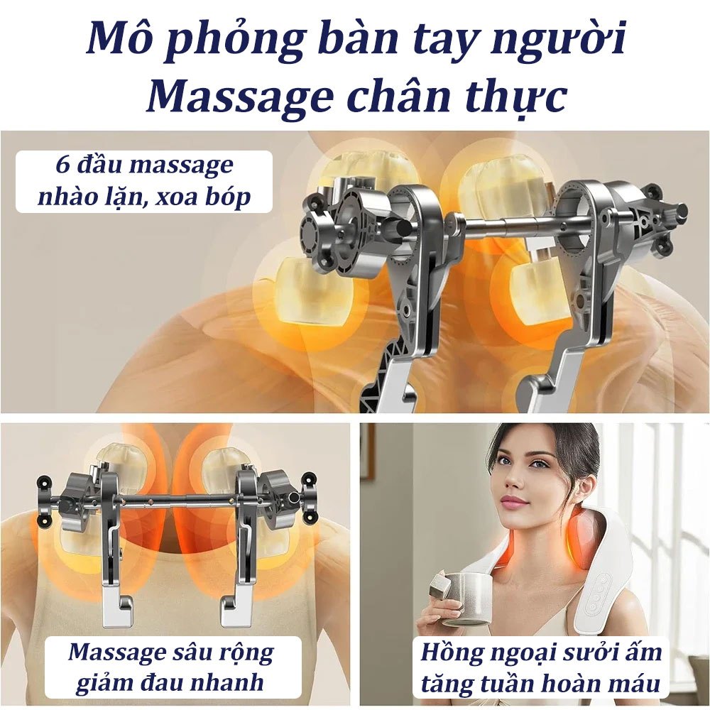 Máy massage cổ vai gáy 6D , Máy xoa bóp trị liệu , Cải thiện sức khỏe tổng thể dành cho văn phòng-người cao tuổi