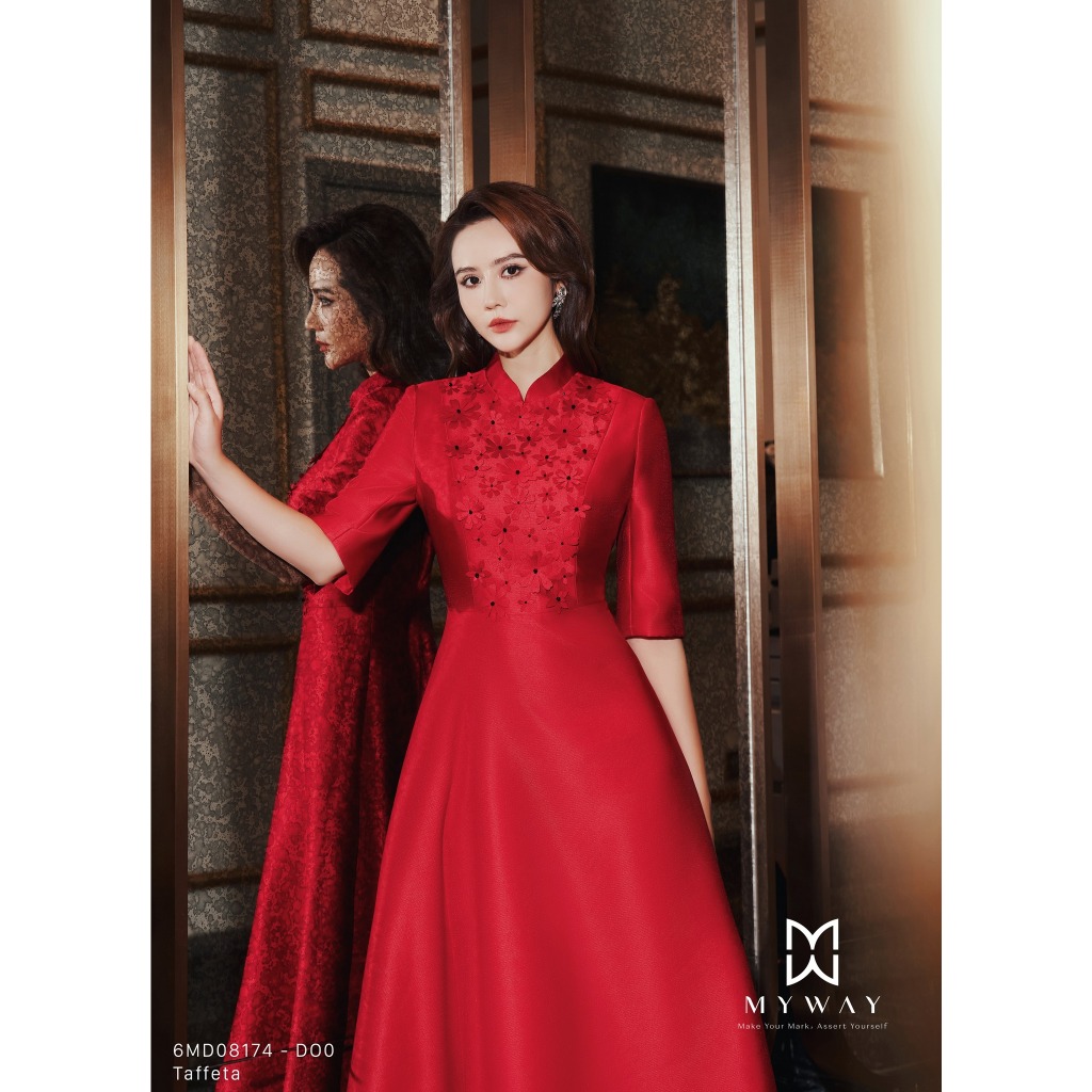 Đầm Đi Chơi Dự Tiệc Nữ MY WAY Dáng Xòe Cổ Cách Tân Thanh Lịch 6MD08174