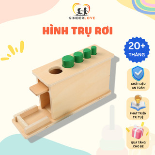 Đồ chơi gỗ, hình trụ rơi cho bé từ 20 tháng tuổi, món đồ chơi gỗ montessori phát triển trí tuệ trẻ em | KINDERLOVE