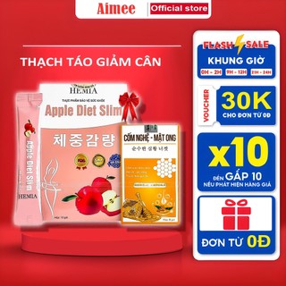 Thạch giảm cân hemia chính hãng thạch táo giảm cân apple diet slim tặng cốm nghệ mật ong - chính hãng