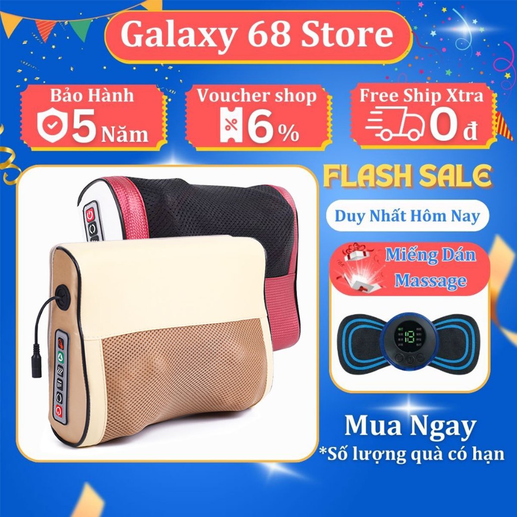 Gối Massage Cổ Vai Gáy YD005, Máy Mát Xa Hồng Ngoại Giảm Nhức Mỏi Toàn Thân 20 Bi Cao Cấp, Bảo Hành 5 Năm