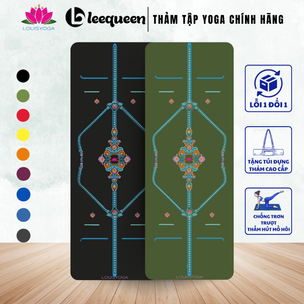 Thảm tập yoga cao su PU cao cấp LOUIS Diamond F23 chống trơn trượt, thấm hút mồ hôi, tặng túi đựng thảm cao cấp