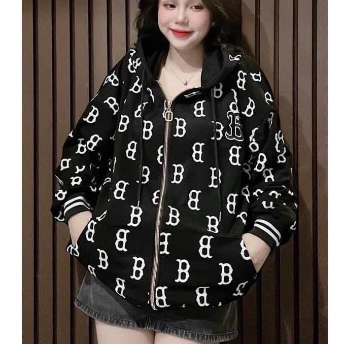 Áo khoác nỉ ngoài dày dặn chữ B toàn thân form rộng nam nữ mũ hai lớp hàng xịn Ullzang ANASHOP9X