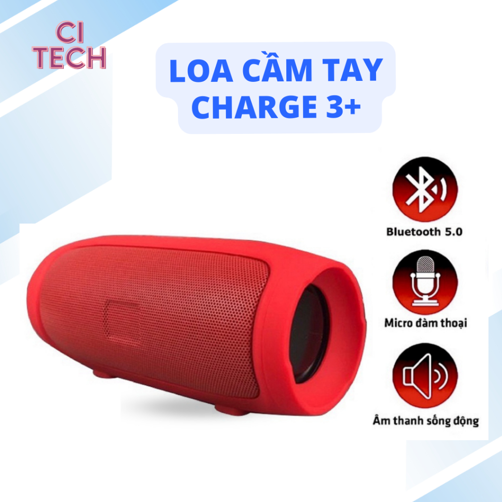 Loa bluetooth mini Charge 3+ nghe nhạc âm thanh bass đỉnh, Loa không dây nhỏ gọn pin khỏe, có chỗ cắm thẻ nhớ