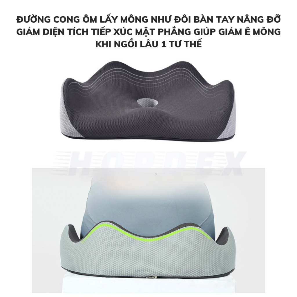 Đệm Ghế Văn Phòng Công Thái Học HOPDEX Chống Trĩ - Đau Xương Cụt Giảm Đau, Thâm Mông