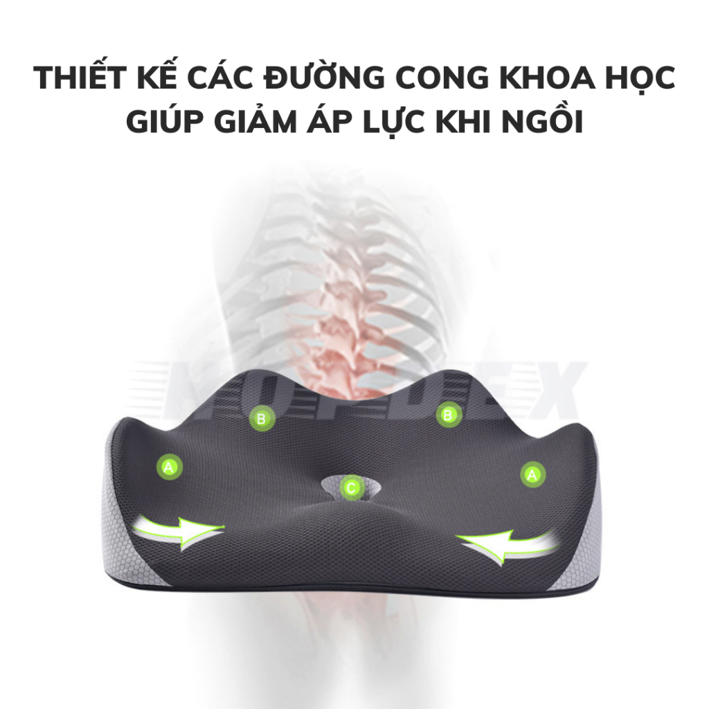 Đệm Ghế Văn Phòng Công Thái Học HOPDEX Chống Trĩ - Đau Xương Cụt Giảm Đau, Thâm Mông