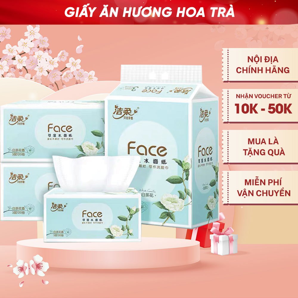 Giấy Ăn Gấu Trúc, Khăn Giấy 3 Lớp Hương Hoa Trà, Giấy Face Nội Địa Trung Cao Cấp Siêu Dai, Mềm Mịn