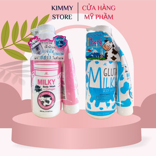 sữa tắm con bò AR gluta milky thái lan 800ml tặng kèm sữa rửa mặt bò