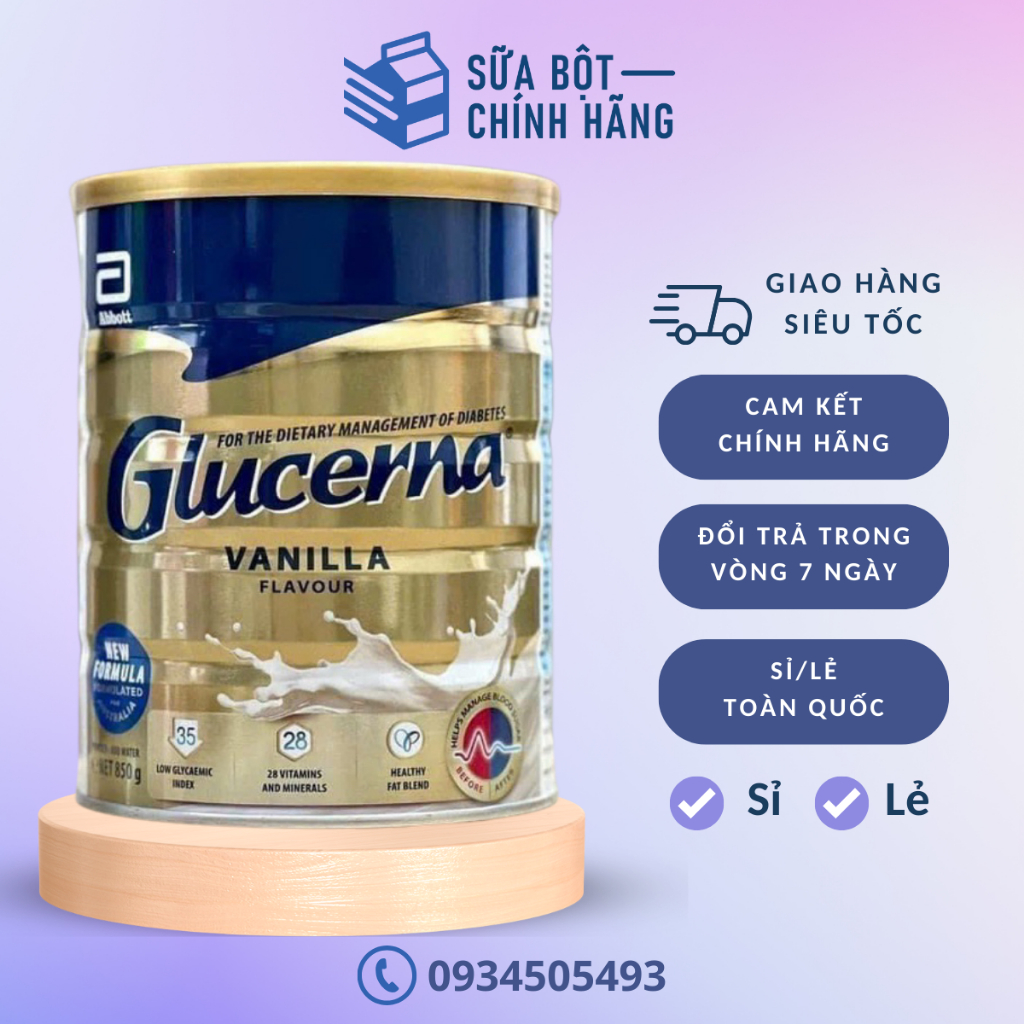 Sữa bột dành cho người tiểu đường Glucerna Vanilla 850g - Chính hãng Úc