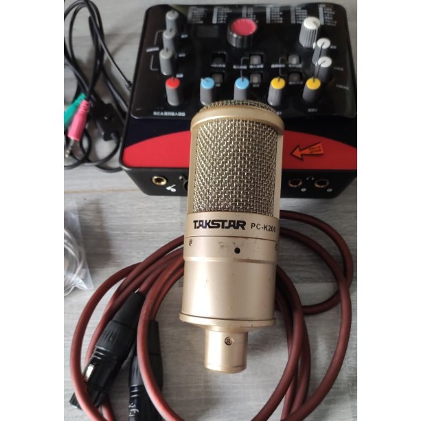 Combo Sound Card hát karaoke livetream tiktok facebook icon upod pro + mic k200