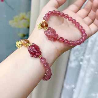 Vòng tay hồ ly dâu tay đỏ tự nhiên mix charm