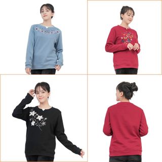   50-85kg  Áo kiểu nữ áo mùa đông ngực thêu hình Áo nỉ dài tay VNXK Âu Mỹ áo kiểu bigsize 