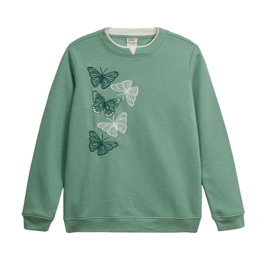 Áo nỉ nữ dài tay xuất dư Âu Mỹ ngực thêu hình, có big size đến 70kg