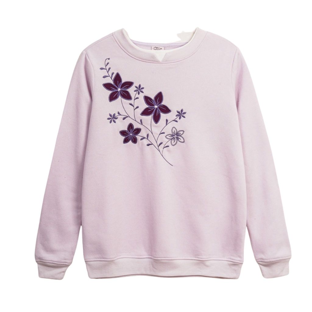 Áo nỉ nữ dài tay xuất dư Âu Mỹ ngực thêu hình, có big size đến 70kg