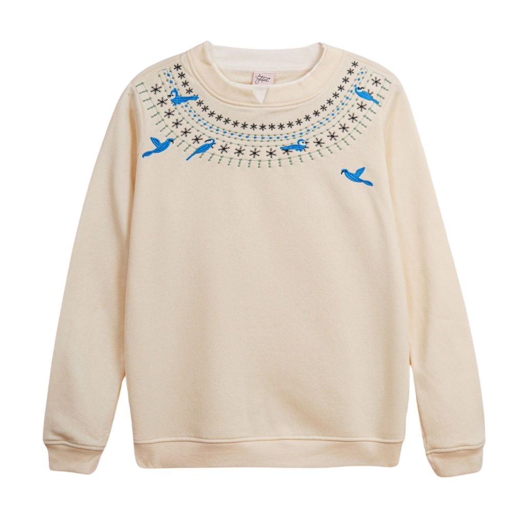 Áo nỉ nữ dài tay xuất dư Âu Mỹ ngực thêu hình, có big size đến 70kg