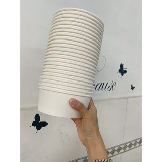 Combo 50 tô giấy màu trắng kèm nắp pp