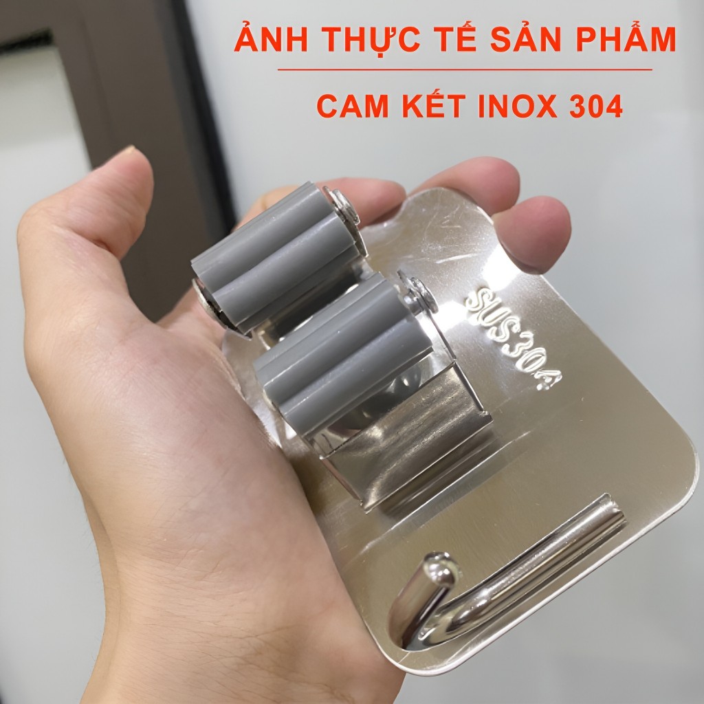 Móc Treo Chổi Dán Tường, Giữ Cây Lau Siêu Chắc Chịu Lực Tốt 6-8kg. Kẹp Chổi Lau Nhà Kèm Móc Treo Đa Năng
