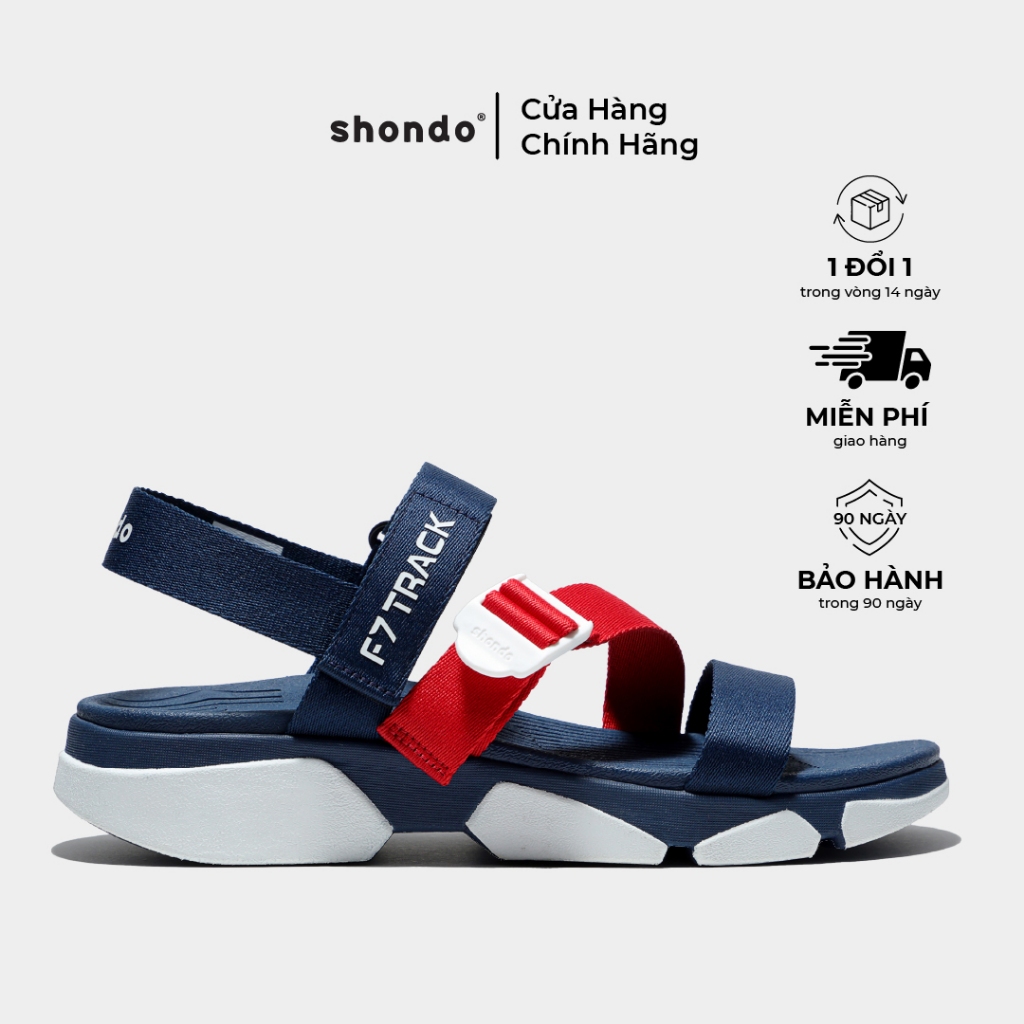 Giày Sandals Shondo F7 Track xanh navy đế trắng F7T0036