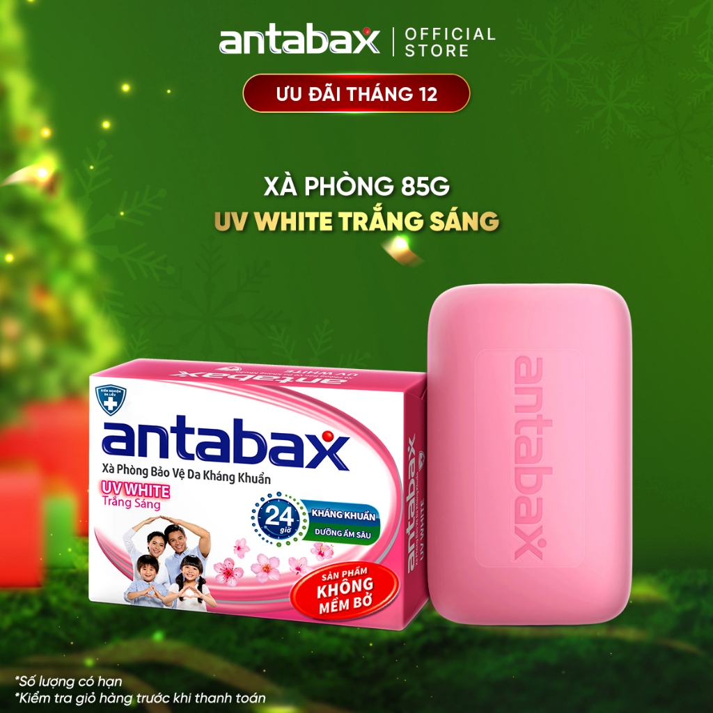 Xà Phòng Bảo Vệ Da Kháng Khuẩn Antabax UV WHITE Trắng Sáng 85g