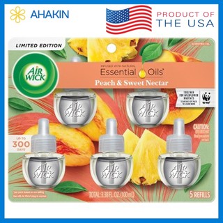 [Hàng Mỹ] Tinh Dầu Cắm Điện AirWick Peach & Sweet Nectar Scented Oil (Trái Đào mix Mật Hoa ) 20ml x 5