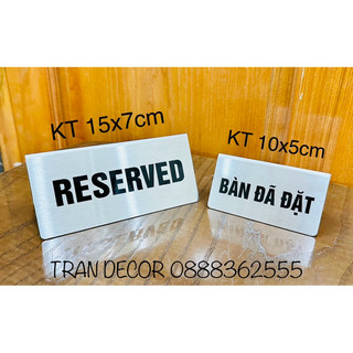 Biển đặt bàn, Biển đặt chỗ, biển Reserved, biển nosmoking, không hút thuốc bằng inox 304