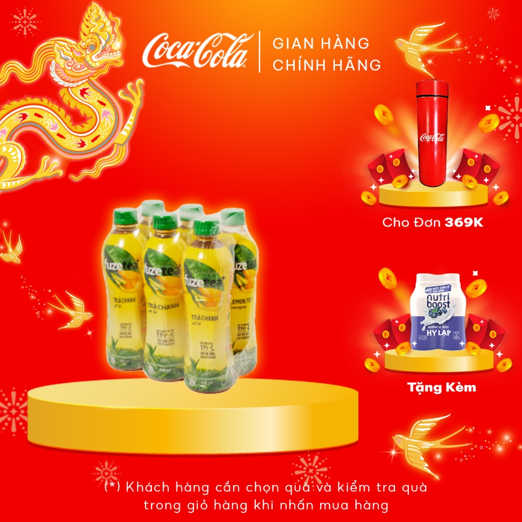 Lốc 6 Chai Trà Chanh Sả Fuzetea+ (450ml/Chai)