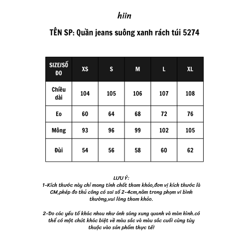Hiin- quần jeans suông xanh rách túi 5274