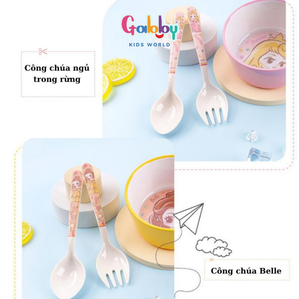 Muống Tròn, Muỗng Soup, Nĩa Ăn Dặm Nhựa Melamine Disney Đáng Yêu Cho Bé