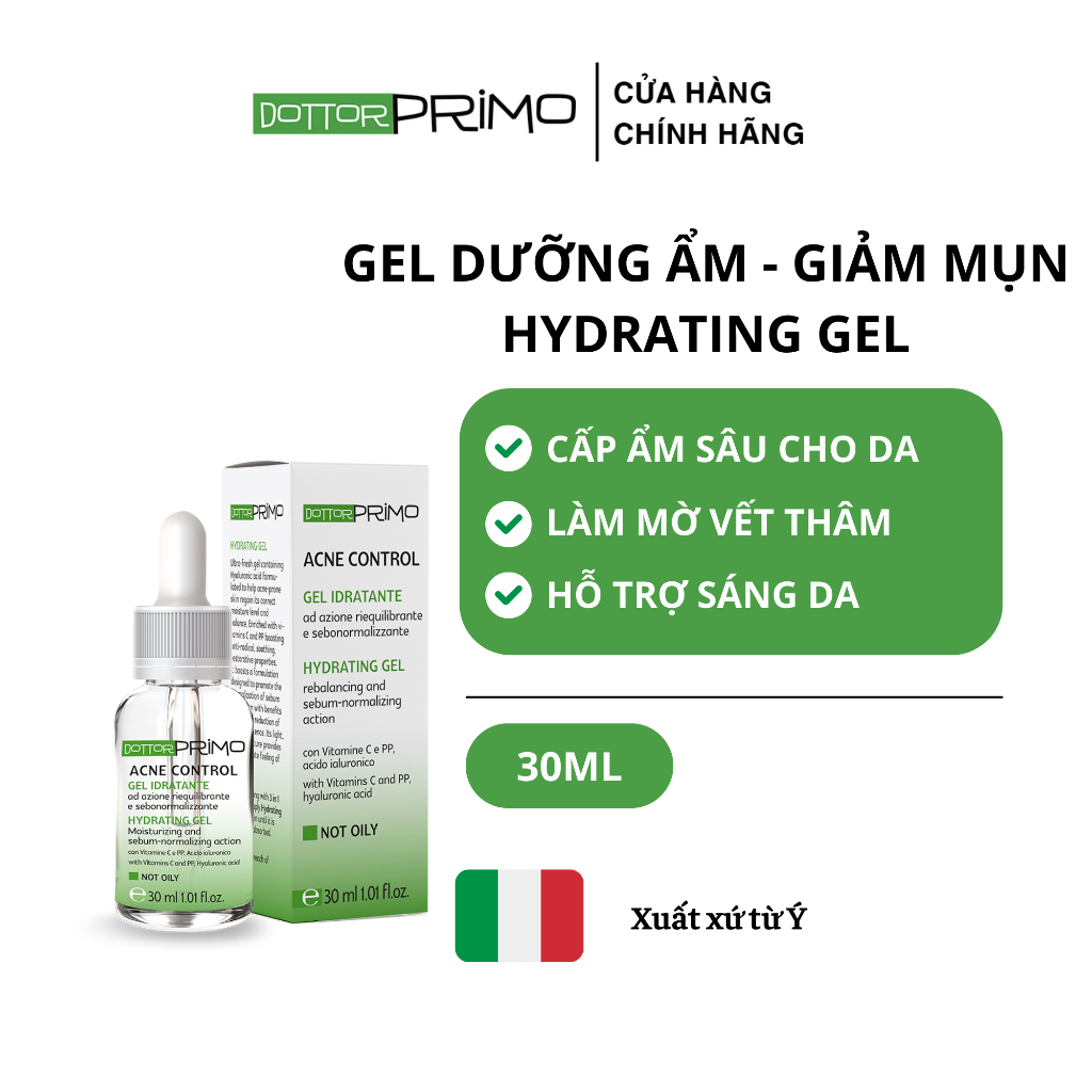 Gel dưỡng ẩm giảm mụn DottorPrimo Acne Control Hydrating 30ml