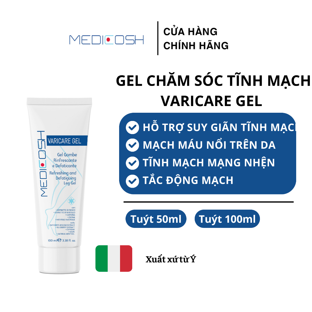 Gel chăm sóc tĩnh mạch Varicare Gel 50ml/100ml - chăm sóc suy giãn tĩnh mạch, giúp đàn hồi tĩnh mạch, đẩy mạnh tuần hoàn