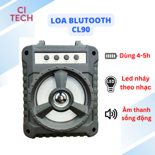 Loa bluetooth cl90 cầm tay nhỏ gọn âm thanh sống động, đèn led nhấp nháy, nghe nhạc cực hay