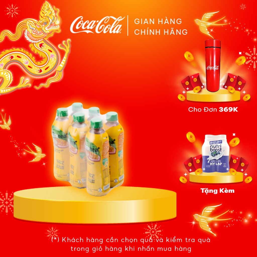 Lốc 6 Chai Trà Chanh Dây Và Hạt Chia Fuzetea+ 450ml/Chai
