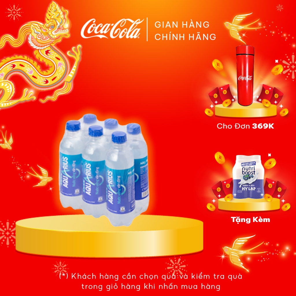 Lốc 6 Chai Nước Uống Thể Thao Aquarius chai 390ml/chai